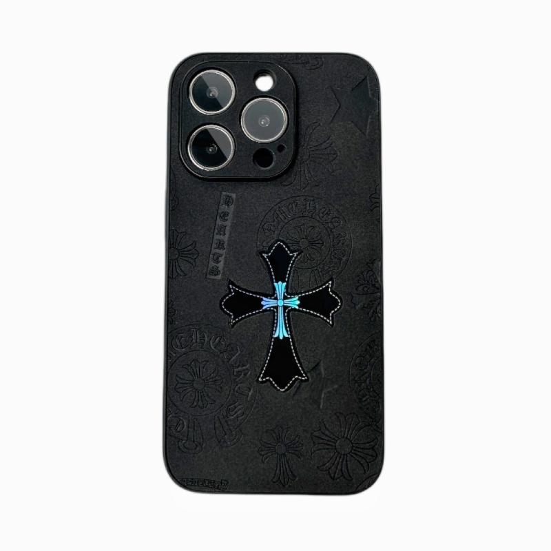 Suitable for iPhone 16 15 14 13 12 11 Pro, laser illuminated cross anti-fall phone case, shockproof decorative phone case, Halloween protection phone