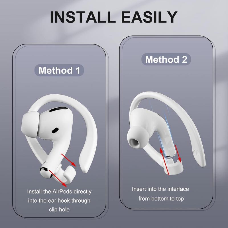 2 Pairs AirPods Ear Hooks Suitable for AirPods Pro 2, AirPods Pro, AirPods 3, 2 & 1, Upgraded Anti Slip Sports Clip Hooks Suitable for AirPods 1, 2, 3, Pro and Pro 2 – White