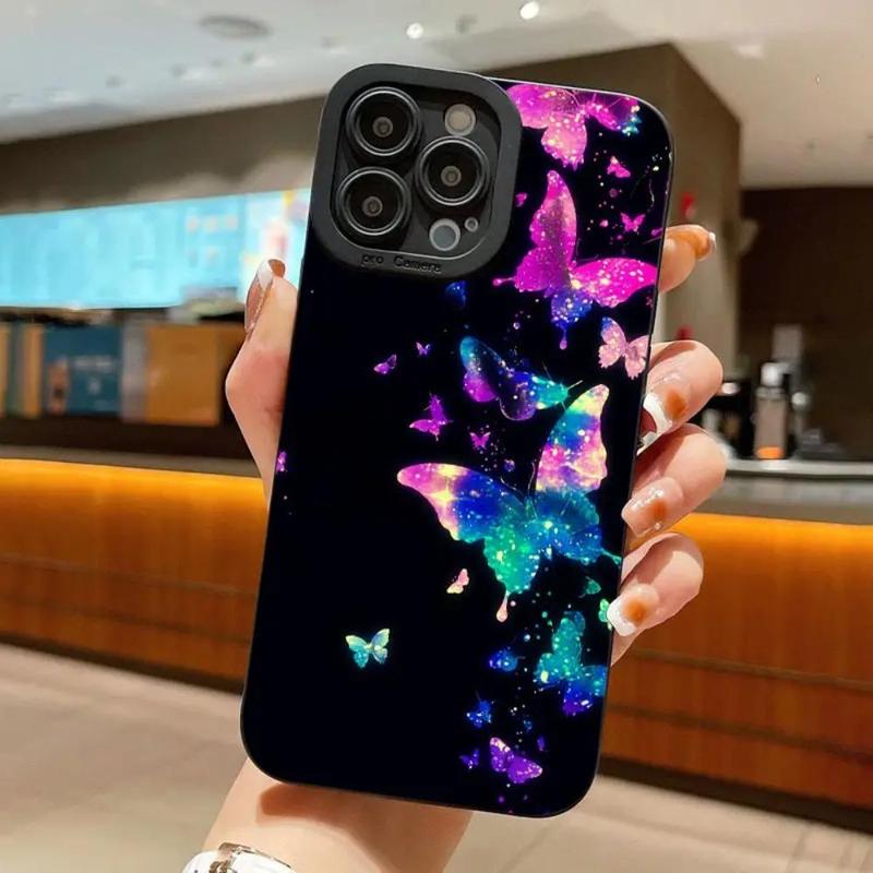 Colorful Dream Butterfly Pattern Phone Case, 1 Count Decorative Phone Protector Cover Compatible With iPhone 11 12 13 14 15 Pro Max 15 Plus XR