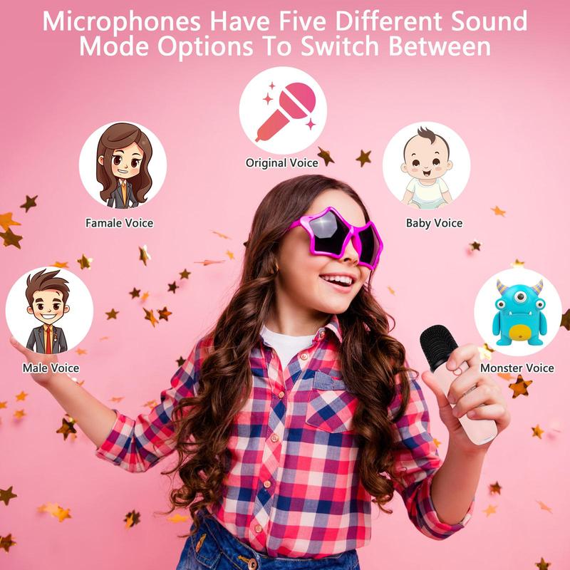 Mini Karaoke Machine for Kids with 2 WirelessMicrophones Portable Bluetooth 5.3 Speaker LedLights Karaoke Gifts for Girls Boys Audlt BirthdayChristmas Camping Indoor Outdoor Home PartyAudio Smartphone Gifts