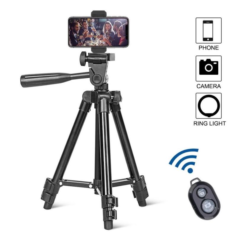 Portable Camera Tripod with Remote Control & Carry Bag, Multifunctional Phone Holder Tripod, Professional Aluminum Alloy Camera Tripod for DSLR SLR Camera