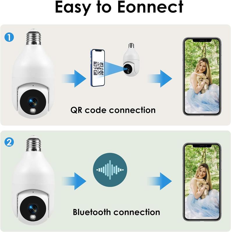 5MP Bulb Security Camera 5G& 2.4GHz WiFi, 360° 2K Security Cameras Wireless Outdoor Indoor Full Color Day and Night, Motion Detection, Audible Alarm, Easy Installation security camera