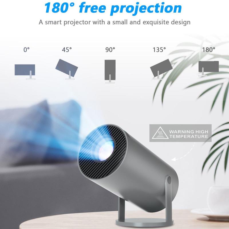 720P Projector, 1 Count WiFi6 BT 5.0 Android11.0 Projector, Intelligent Projector with Automatic Horizontal Correction, 180° Rotatable Outdoor Movie Projector