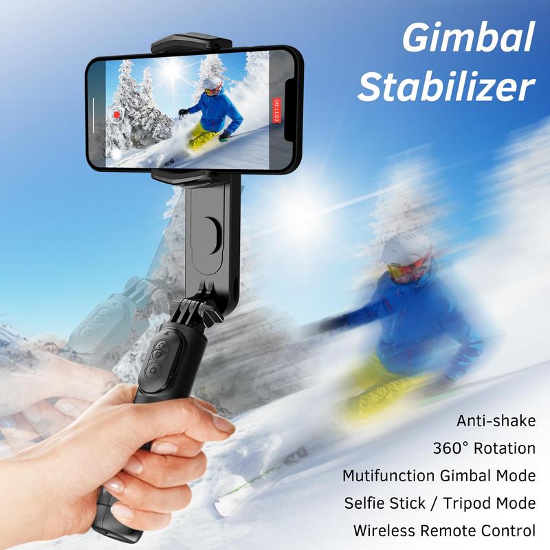 Portable Phone Gimbal Stabilizer, Multifunctional Phone Gimbal with Remote Control & Detachable Fill Light, Mini 360° Phone Stabilizer for Android & iPhone