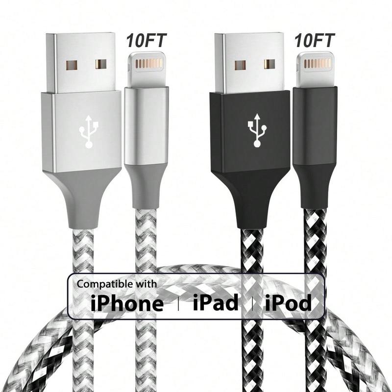 10FT [ Apple MFi Certified] Premium Nylon Braided USB A for Lightning Cable, 2 Counts High-Speed Data Sync Cable Charging Compatible for iPhone 14 13 12 11 Pro Max XR XS X 8 7 6 Plus SE