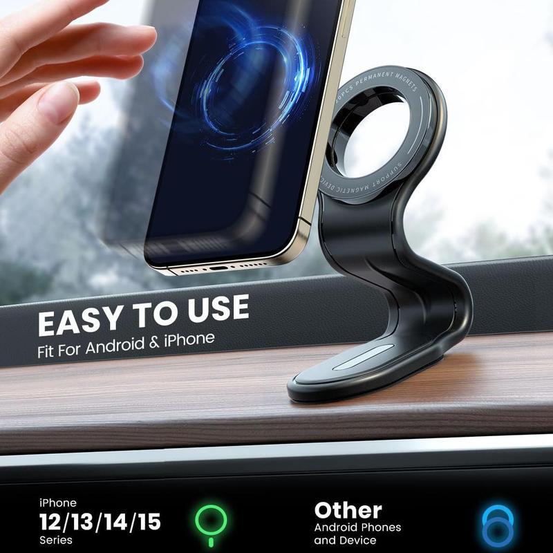 ZIHNIC Car Magnetic Phone Holder for Fall, FlexibleBendable Aluminum Arm Magnetic PhoneHolder, Car Dashboard Cell PhoneMount Compatible with iPhone 15 14 13 Pro MaxMini Alloy Plastic Smartphone Cellphone Stand