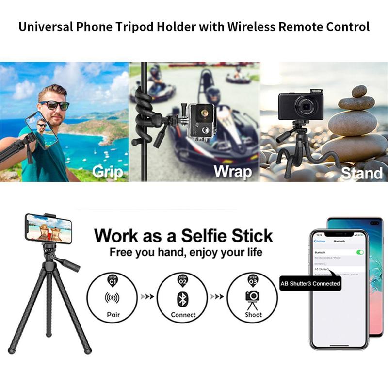 [Free! ship] Camera Stand Octopus Mini Tripod Portable Flexible Digital Desktop Phone Selfie Stick Mounting Tripod Holder with Hidden Phone Holder for iPhone, Selfie Accessories with Wireless Remote Cellphone Smartphone