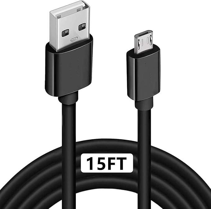 PS4 Controller Charger Cable, 15Ft Extra Long Micro USB Charging Cable, Durable Android Charging Cord for PS4 PS4 Slim PS4 Pro Controllers, Xbox One S X Controllers, Android Phones, Kindle Fire