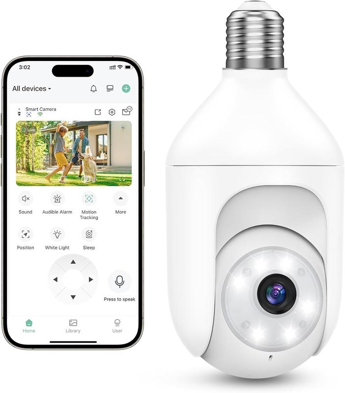 5MP Bulb Security Camera 5G& 2.4GHz WiFi, 360° 2K Security Cameras Wireless Outdoor Indoor Full Color Day and Night, Motion Detection, Audible Alarm, Easy Installation security camera