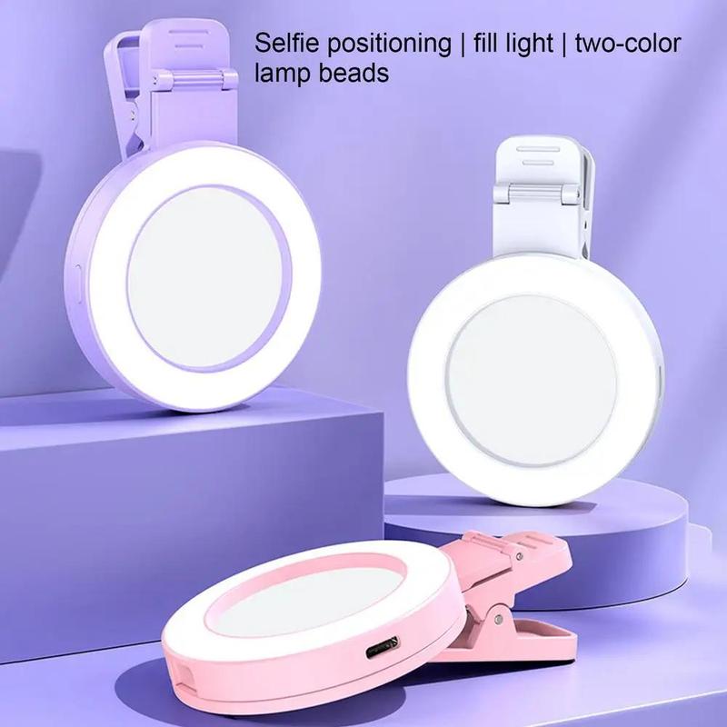 Portable Mini Foldable Selfie Mirror, Multipurpose Mini Rechargeable Selfie Mirror, HD Live Broadcast Fill Light, Foldable Selfie Mirror for Phone, Selfie Accessories