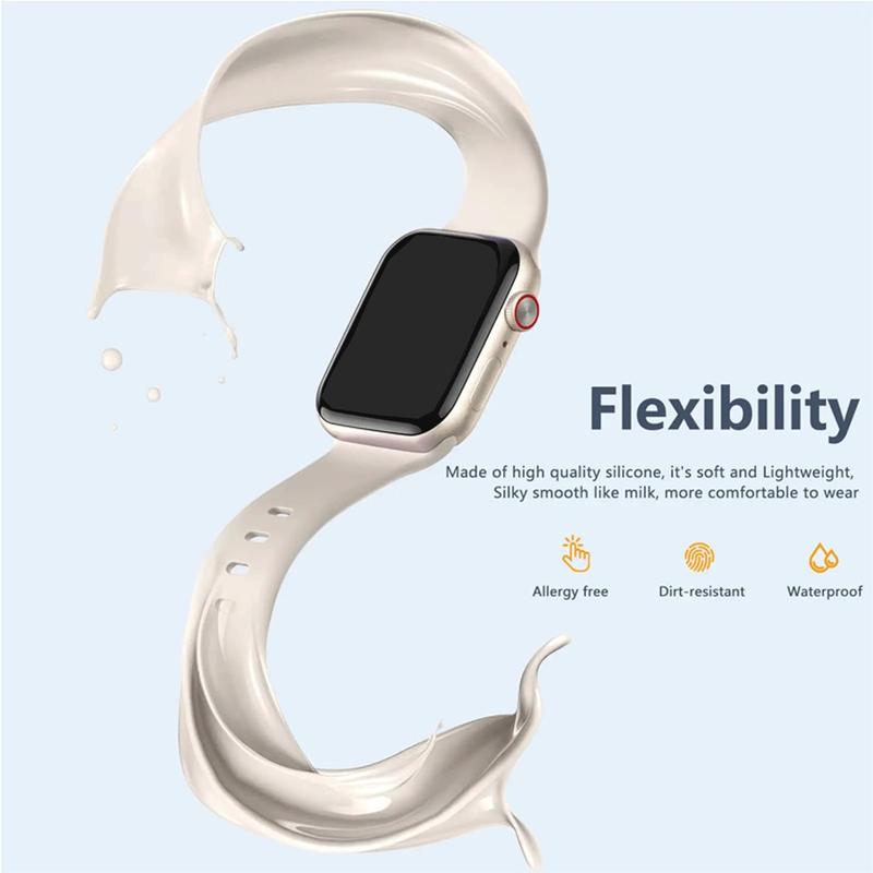 Silicone Sport Band, 8 Counts Soft Waterproof Sports Replacement Band, Wearable Accessories for iWatch Series 8 7 6 5 4 3 2 1 SE