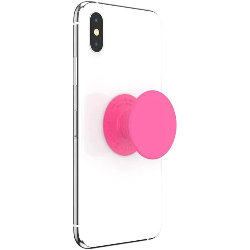 Phone Grip with Expanding Kickstand, Solid PopGrip - Neon Pink