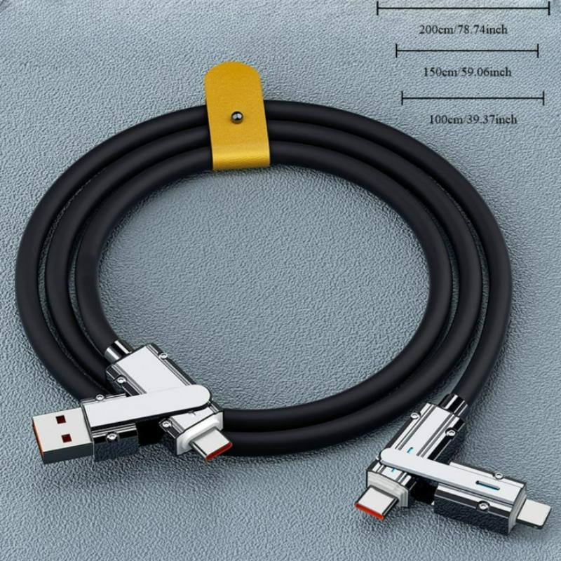 4 In 1 Type-C Charging Data Cable, Multipurpose Phone Fast Charging Data Cable, Multifunctional USB Charging Cable for iPhone & iPad