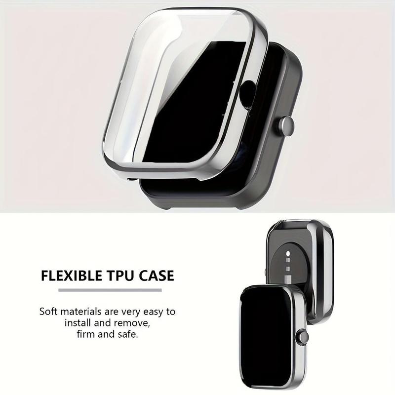 Smartwatch Screen Protector Case, 3 Counts Soft TPU Plated Bumper Full Face Cover Protective Case, Smart Watch Accessories for Amazfit Bip 3 Bip 3 Pro Smartwatch