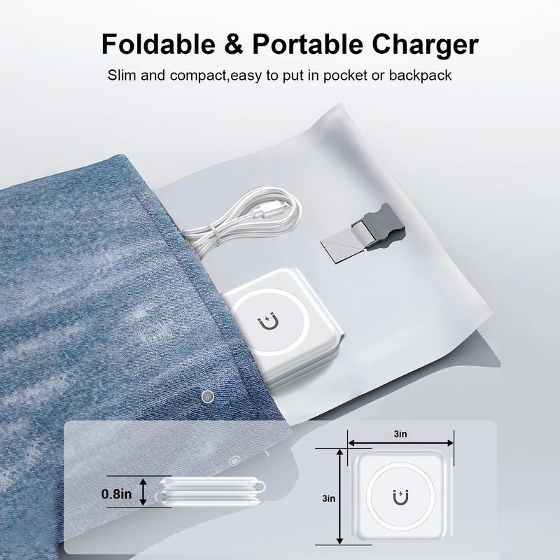 Magnetic Foldable 3 in 1 Mag-Safe Wireless Charger, Fast Travel Folding Electronic Charging Station for Smartphone iWatch AirPods Mobile