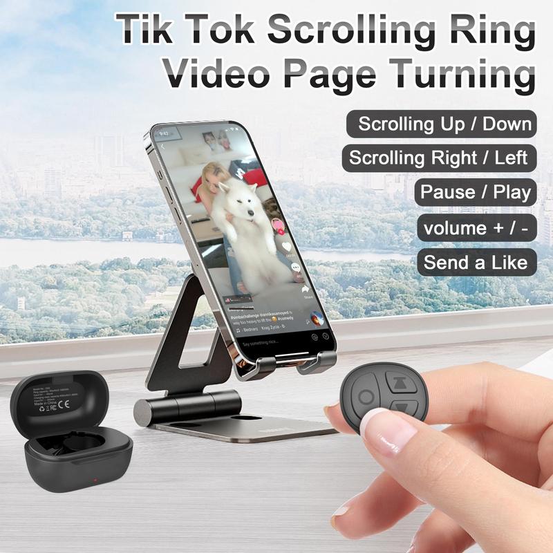 Remote Control Ring, 2 Counts Multifunctional Smart Page Turning Ring, Rechargeable Phone Camera Remote Control (Not for Kindle Devices)