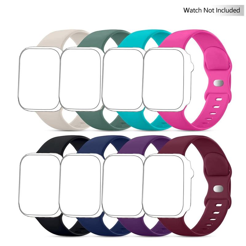 Silicone Sport Band, 8 Counts Soft Waterproof Sports Replacement Band, Wearable Accessories for iWatch Series 8 7 6 5 4 3 2 1 SE