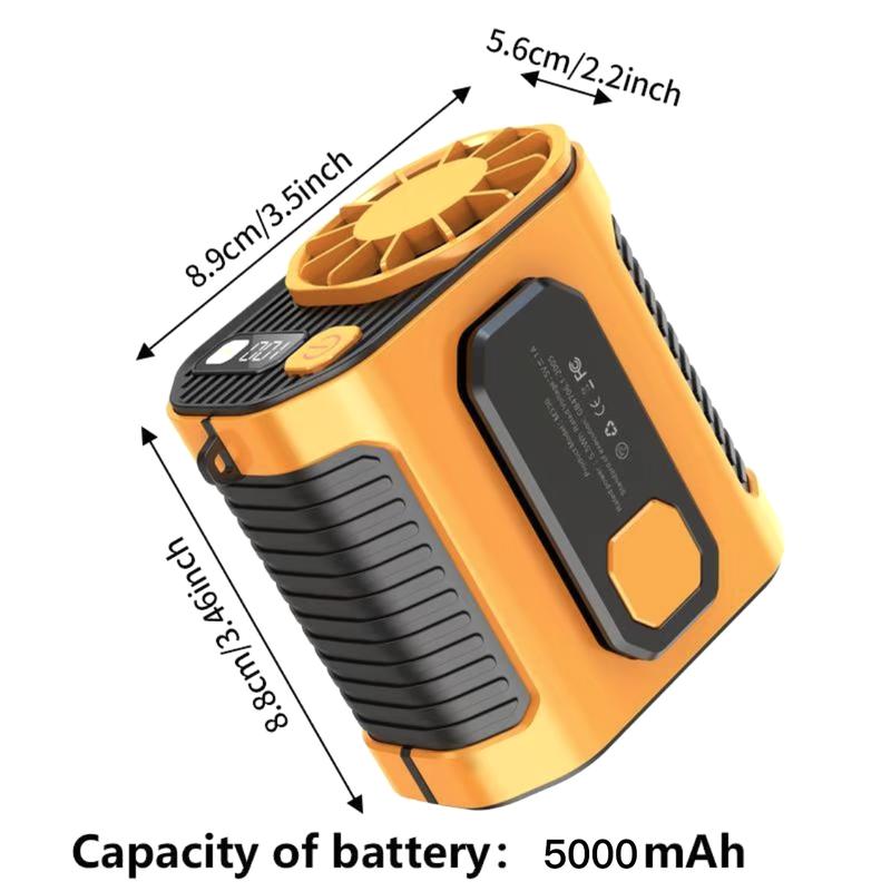 Portable 5000mAh Power Bank, 1 Count 3 in 1 Outdoor Fan with Torch, 10 Wind Speeds Cooling Fan with LED Light, Rechargeable Camping Fan, Waist Cooling Fan for Outdoor Work, Farm, Hiking, Camping, Gardening and Travel,Portable Waist Powerful Clip-On