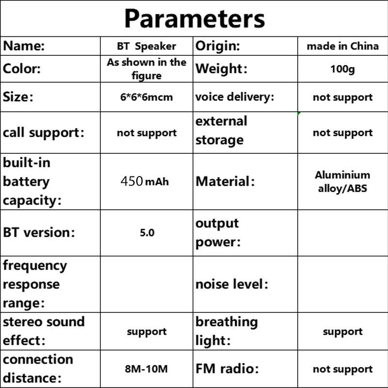 Portable Wireless Speaker, Rechargeable LED Atmosphere Light Speaker, Magnetic Mini Speaker, Wireless Surround Sound Speaker for Outdoor, Bathroom