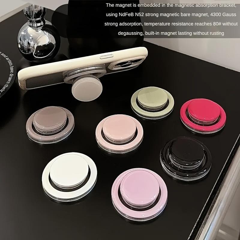 Solid Color Magnetic Phone Stand, PC Material Phone Holder, Universal Adhesive Power Phone Stand for Apple 15 14 13 12 11 X Series