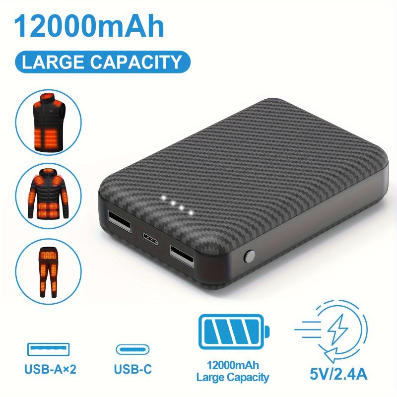 [Black Friday Deal] 12000mAh USB Power Bank - 5V 2.4A, Rechargeable Lithium Polymer Battery Pack With 3 Output Ports, Suitable For Heated Vests, Jackets, Pants And Seat Cushions - For IPhone, For Samsung Galaxy And More Charging Plastic Charging Plastic