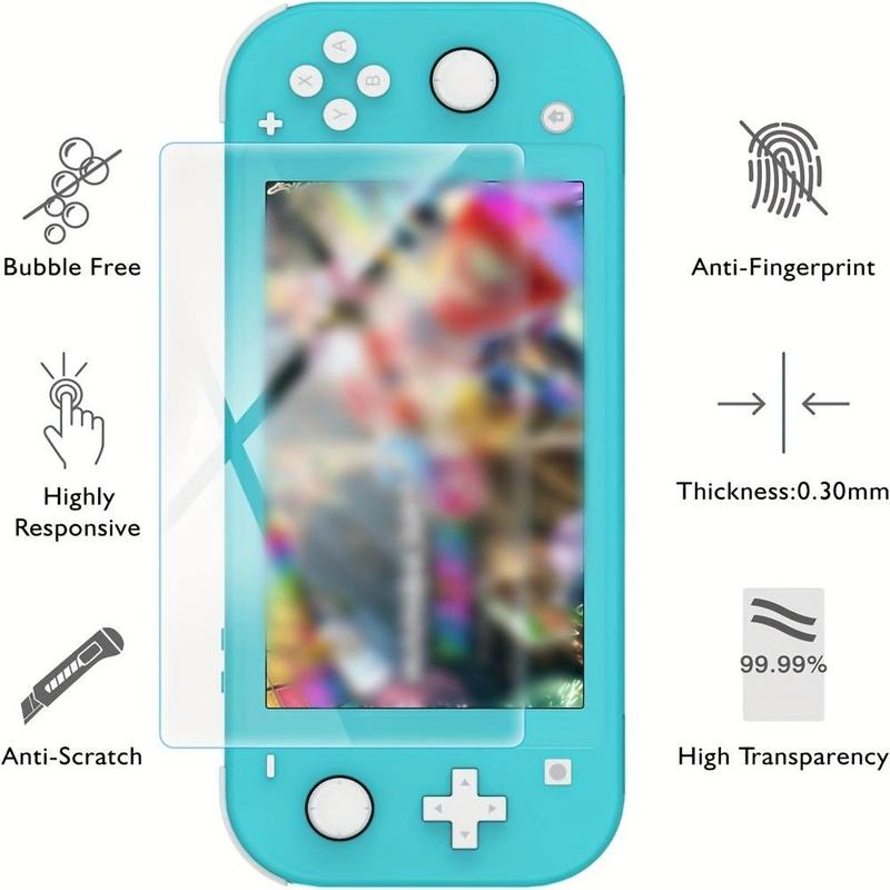 Storage Case for Switch Lite Game Console, 1 Set with 1 Clear TPU Case & 1 Tempered Glass Screen Protector & 6 Keycaps, Game Console Accessories Compatible with Switch Lite