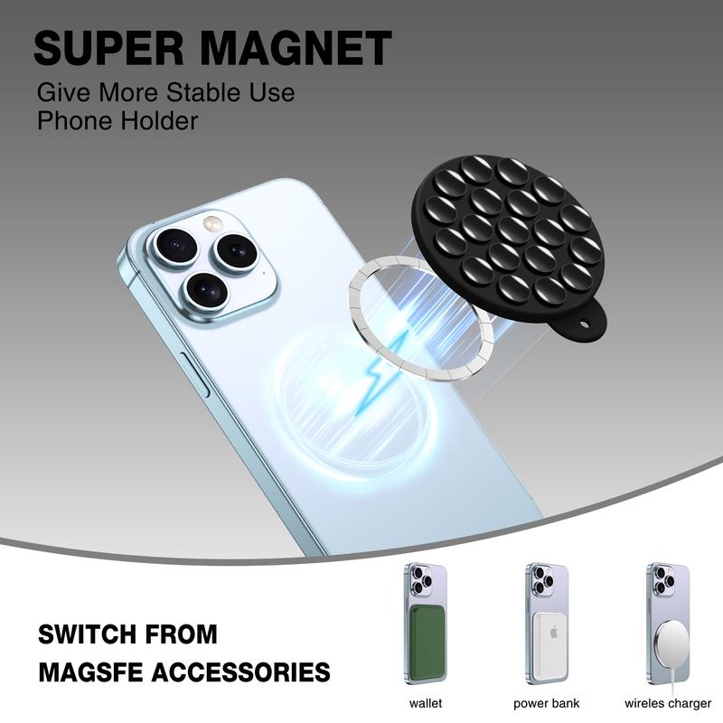 MagSafe Suction Phone Mount, Magnetic Silicone Suction Cup Phone Grip Holder Stand for iPhone 16 Pro Max, Hands-Free Cell Phone Accessory Holder for Selfies and Tiktok Videos, Creator and Sharer Detachable Magnetic Suction Phone Mount moft  tripod