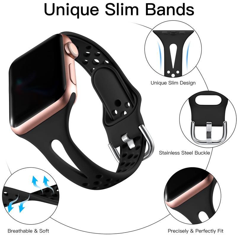 Silicone Sport Watch Protective Strap (Only Band), 4 Counts Stylish Smart Watch Replacement Watchband Compatible With iWatch Series 38mm 40mm 41mm 42mm 44mm 45mm 49mm