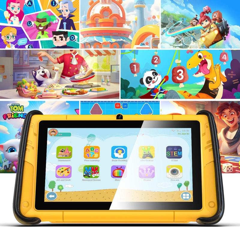 PRITOM 7 Inch Android Game Tablet, 1 Count 4G RAM 64G ROM Game Handheld Tablet with Remote Control Handle, Educational Interactive Learning Gaming Tablet, Stocking Fillers Gift