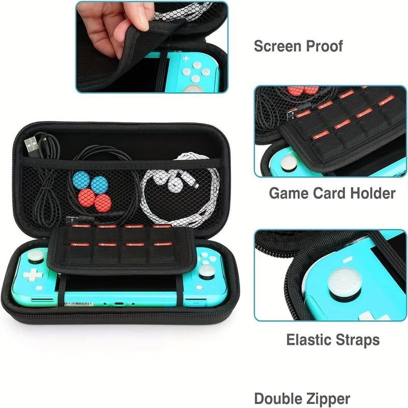 Storage Case for Switch Lite Game Console, 1 Set with 1 Clear TPU Case & 1 Tempered Glass Screen Protector & 6 Keycaps, Game Console Accessories Compatible with Switch Lite