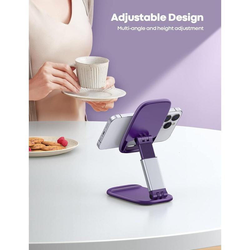 Purple Phone Stand for Desk - Dark Purple Cell Phone Holder Purple Desk Accessories Desktop Office Must Have Compatible with iPhone 13 Pro Max Mini, 12 11 XR X 8 7 6 Plus SE, 4-8'' Smartphone