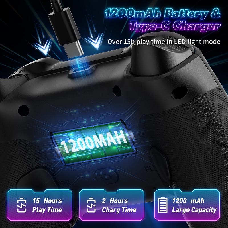 Wireless Controller for PS5 with LED RGB Light, Compatible with Playstation 5  Playstation 4  Playstation 3  Switch  PC