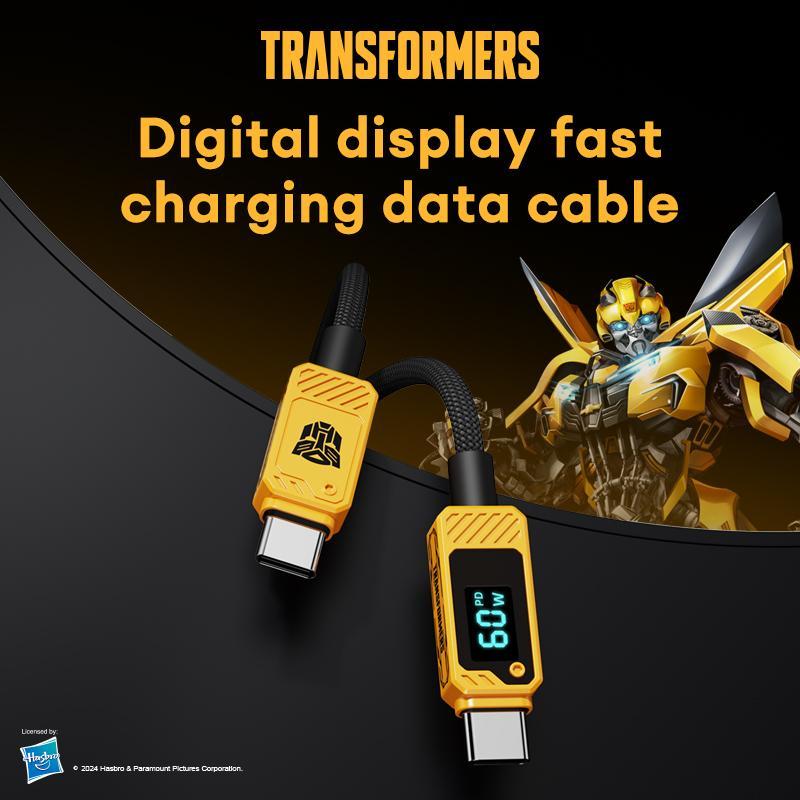 TRANSFORMERS TF-A18 60W Fast Charging Data Cable, Intelligent Chip Data Cable with Digital Display, Phone Accessories for Type C Device