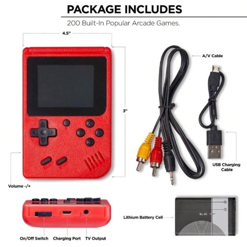 HUHU Retro Handheld Game Console With 400 Classic Games, 2.4 Inches HD Screen 1020 MAh Battery Rechargeable Handheld  Arcade Charging