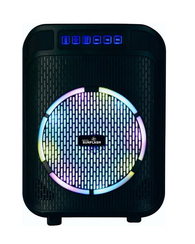 DIGITAL SUNFLASH SF-65 Portable Rechargeable Bluetooth Audio Speaker With Built-in FM Radio, USB Port, LED Lights Wireless Devices