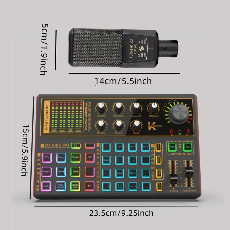 Podcast Equipment Bundle, Podcast Microphone & USB Rechargeable K300 Sound Card, Audio Interface for Recording, Singing, Streaming Media and Games