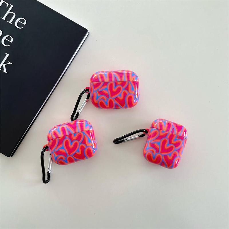 Cute Heart Pattern Earphone Case, Decorative Earphone Protector Cover, Earphone Protective Case Compatible with Airpods 1 2 3 Pro2 Pro