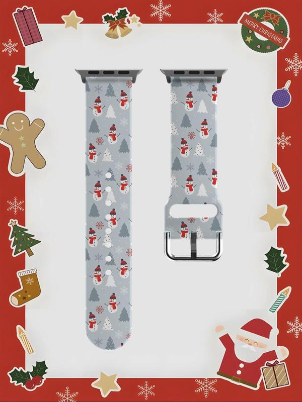 Christmas Themed Watch Band, Cute  Snowman & Tree Pattern Watch Band for Apple Watch Ultra Series Se 9 8 7 6 5 4 3 2 1, Smart Watch Accessories