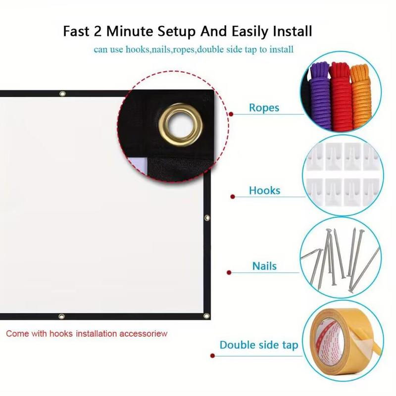 Thickened Portable Projector TV Screen, 1 Count Foldable Washable Anti-wrinkle Screen, Home Cinema Projector Accessories