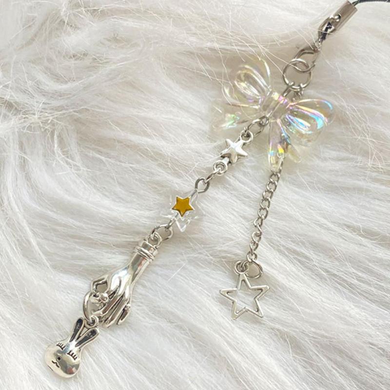 Cute Star & Bowknot Design Phone Chain, Y2K Fashionable Phone Lanyard for Women & Girls, Phone Decoration Accessories for Daily Use