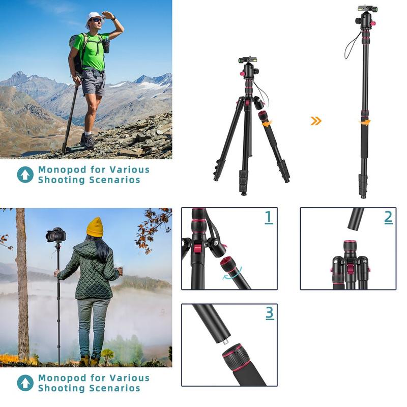 ROXTAK Video Camera Tripod Dslr Cameras Stand Tall Tripods Aluminum With Carry Bag Stable Support Professional Tripod Smartphone