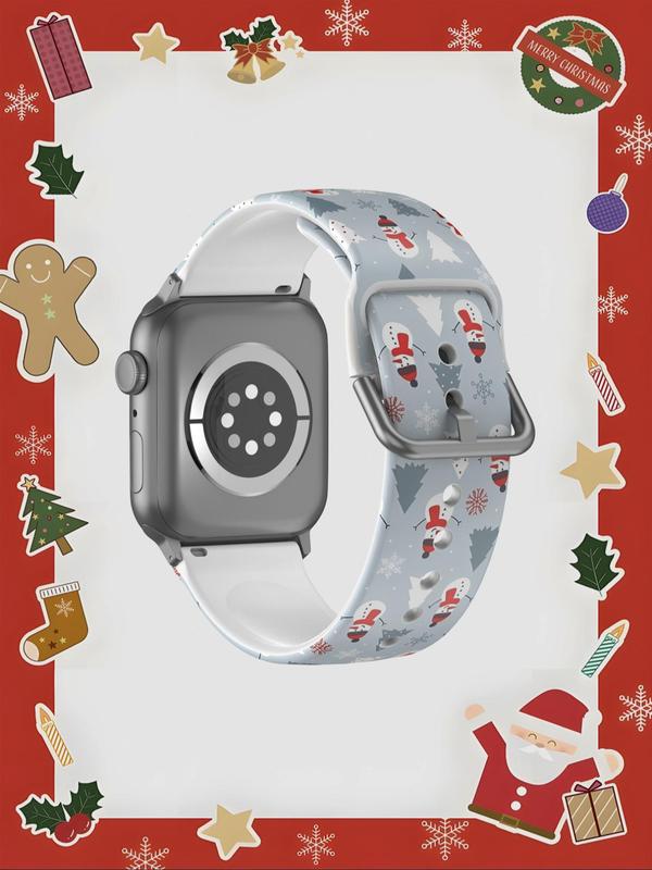 Christmas Themed Watch Band, Cute  Snowman & Tree Pattern Watch Band for Apple Watch Ultra Series Se 9 8 7 6 5 4 3 2 1, Smart Watch Accessories