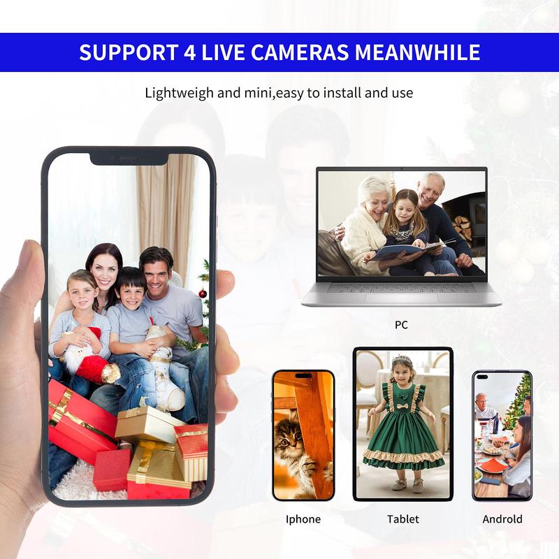 Wireless Camera, USB Rechargeable Smart Wireless Camera with HD Night Vision, Remote APP Real-time Viewing Security Camera