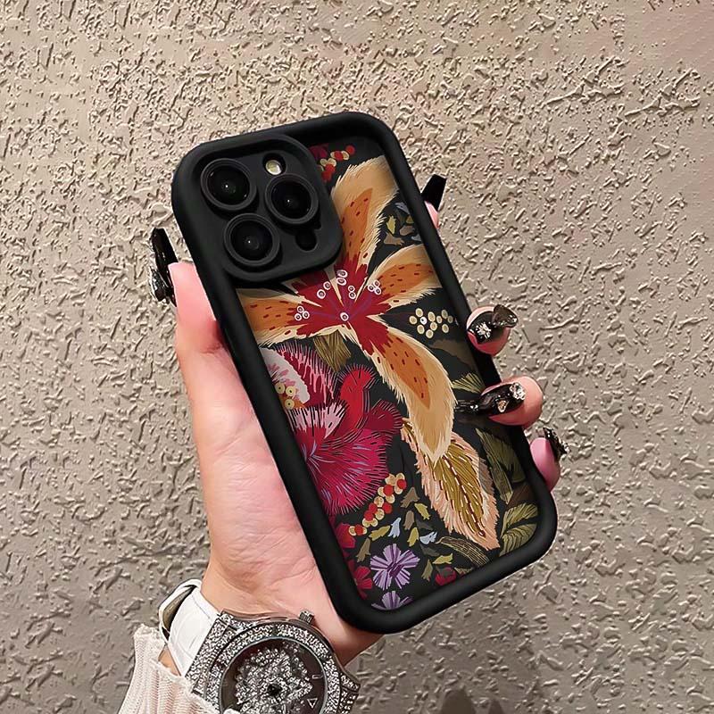 Floral Pattern Phone Case, Anti-drop Decorative Phone Protector Cover, Phone Accessories Compatible with iPhone 11 12 13 14 15 16 Pro Max