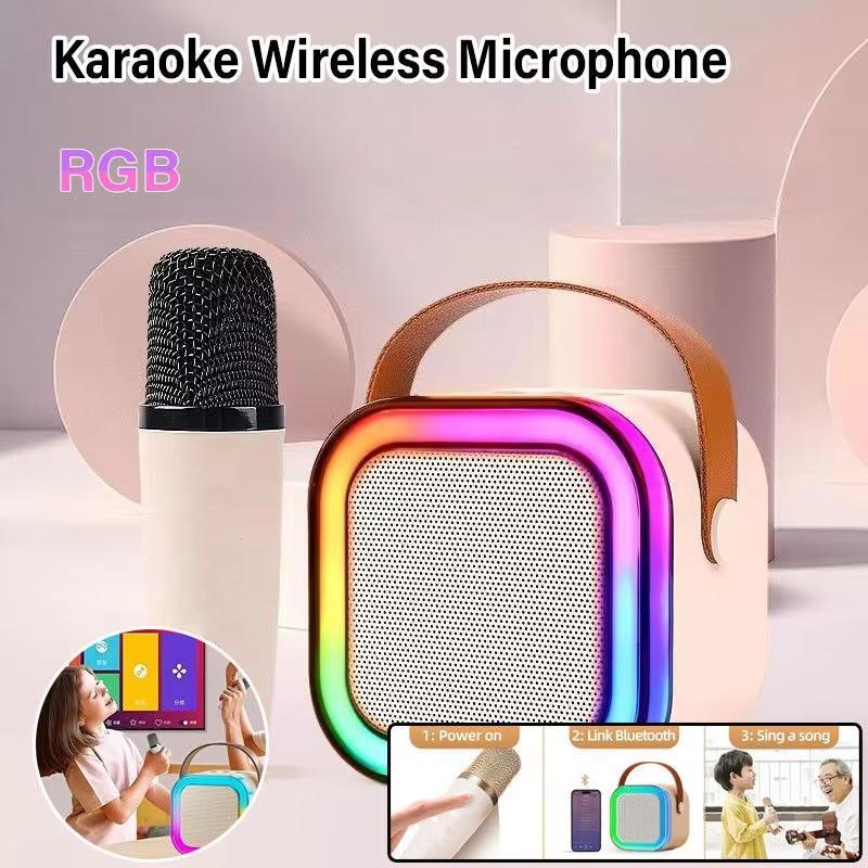 Portable Wireless Speaker with Microphone, Rechargeable Karaoke Machine, Home Karaoke Machine, Portable Handheld Karaoke Mics Speaker Machine for Home Party