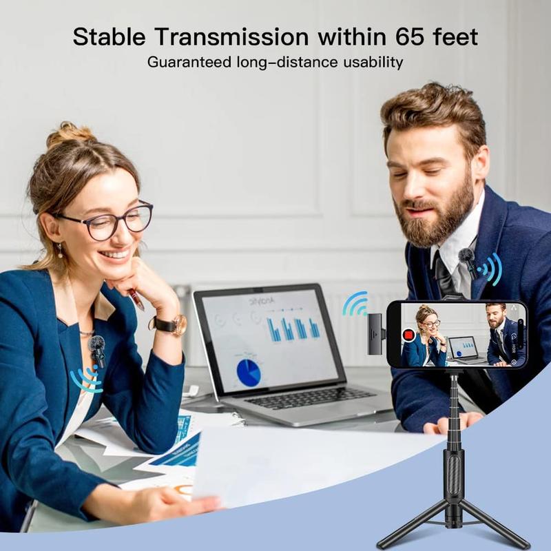 Wireless Lavalier Microphone, USB Rechargeable Wireless Microphone for Video Recording, Game Live Streaming, Interviews, Vlog