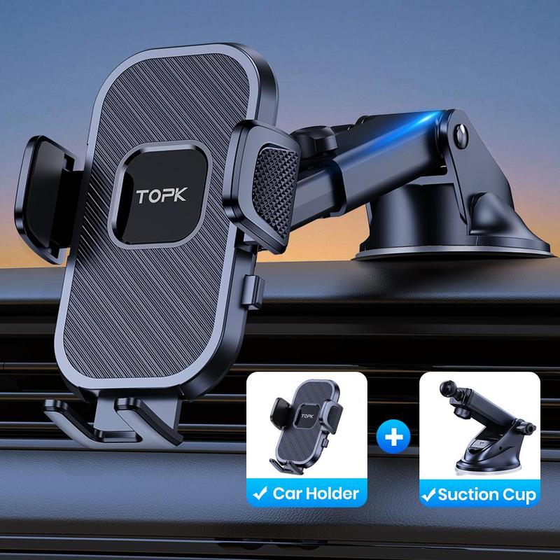 TOPK Car Phone Holder Mount, Car Phone Holder with Adjustable Arm, Durable Comprehensive Adjustment Car Phone Holder for Dashboard