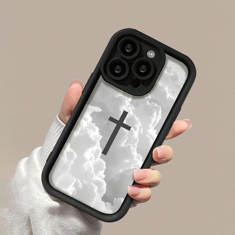 Cross Pattern Shockproof Phone Case, Full Body Anti-fingerprint Phone Protective Cover for iPhone 16 Series, Phone Accessories Compatible with iPhone 11 12 13 14 15 Series