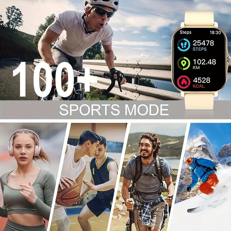 2024 Smart Watch 1.85-Inch TFT Touch Screen Fitness Tracker, with Call Function, Movement and Calorie Tracking, Notification, Multi-Function, USB Charging, Non-Waterproof, Alloy Body, Silicone Strap, 180 MA MAh Battery