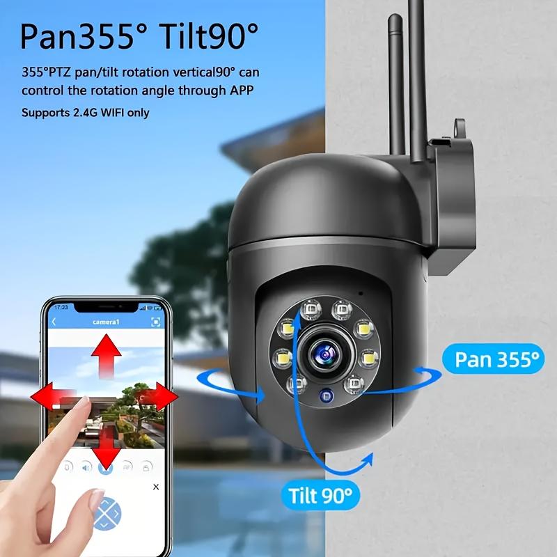 HD WIFI Surveillance Camera, Indoor And Outdoor Long Range HD Night Vision Camera, 355 Degree Intercom Home Security Camera, 2.4G Home Security System, AI Mobile Detection, Two-Way Audio, Color Night Vision, Home Surveillance Security System WiFi PanTilt